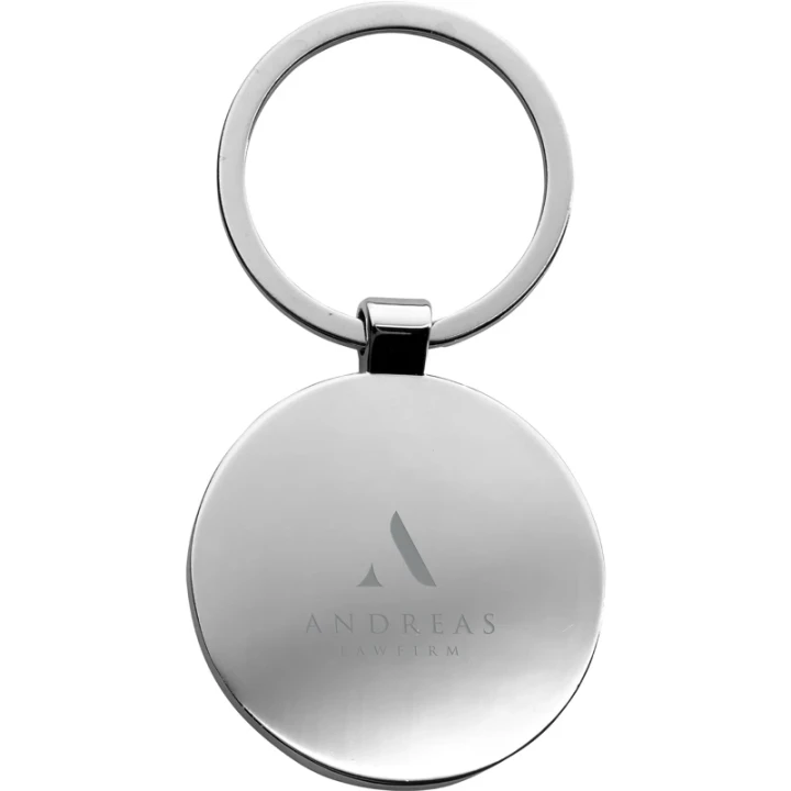 Round bamboo and metal keyring