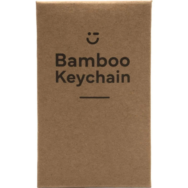 Round bamboo and metal keyring