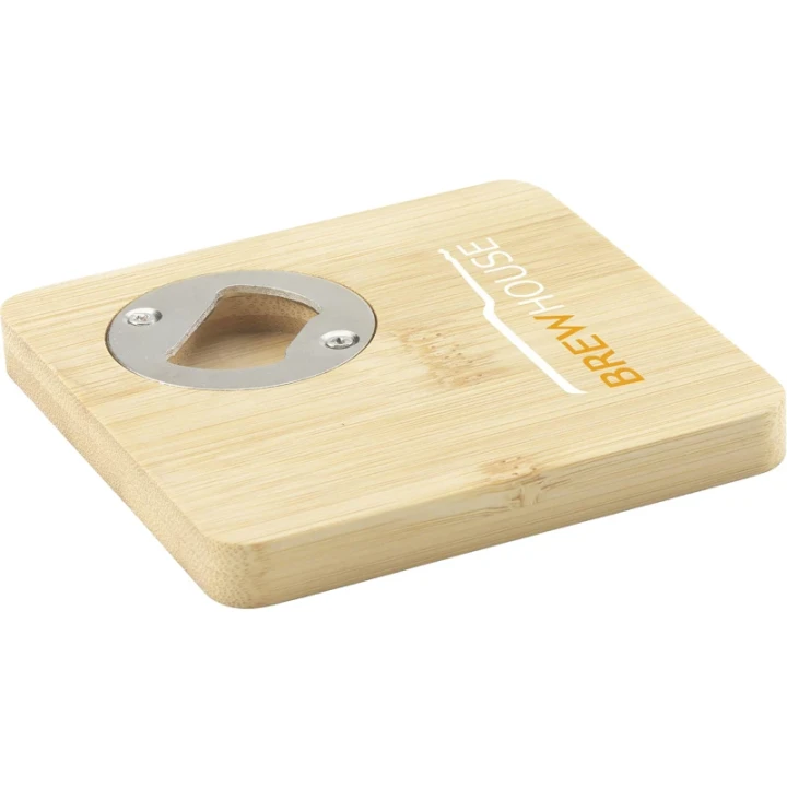 Bamboo coaster & bottle opener
