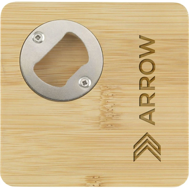 Bamboo coaster & bottle opener