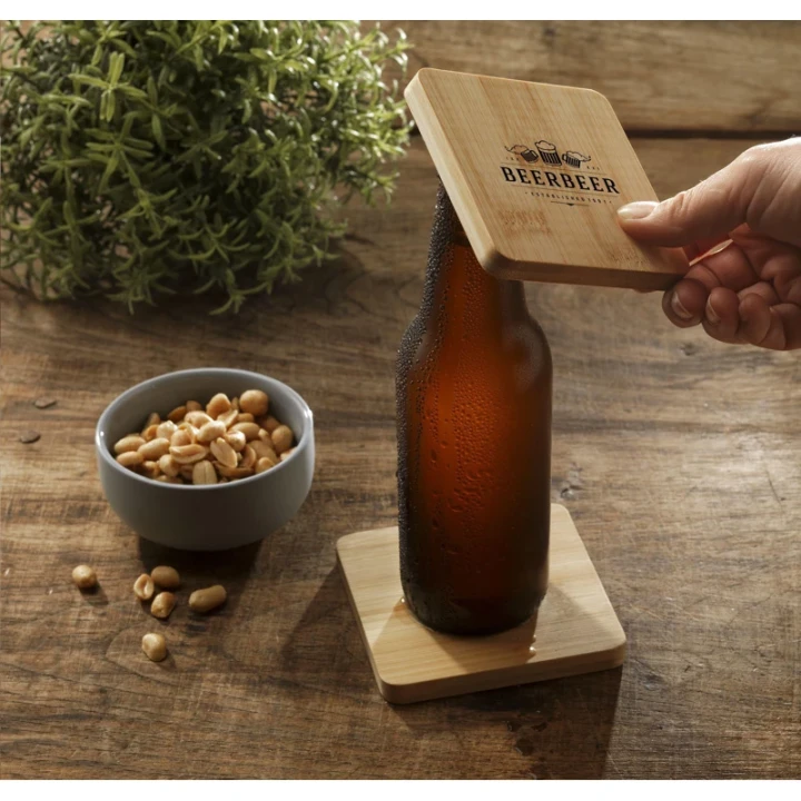 Bamboo coaster & bottle opener