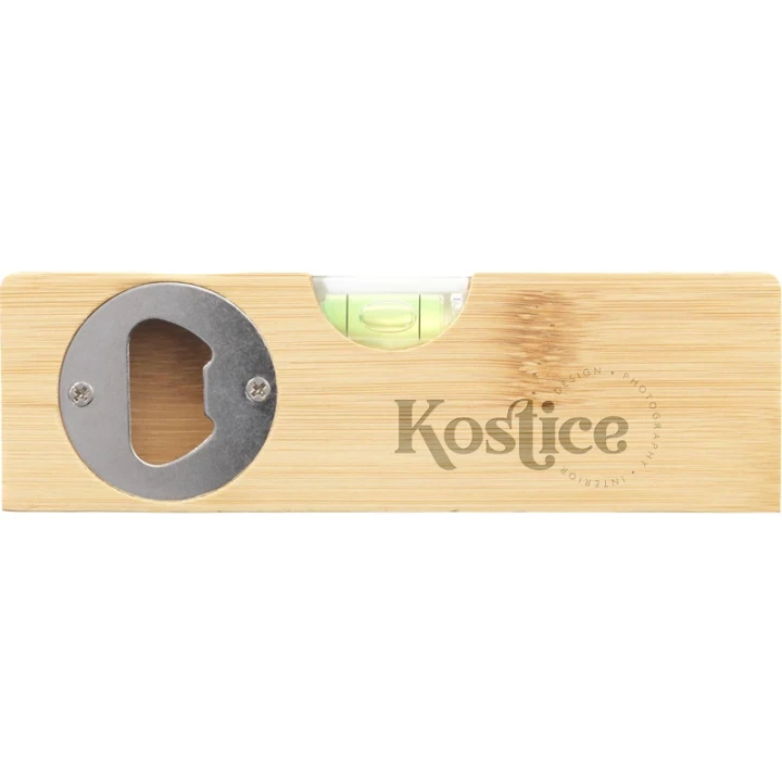 Bamboo bottle opener & spirit level