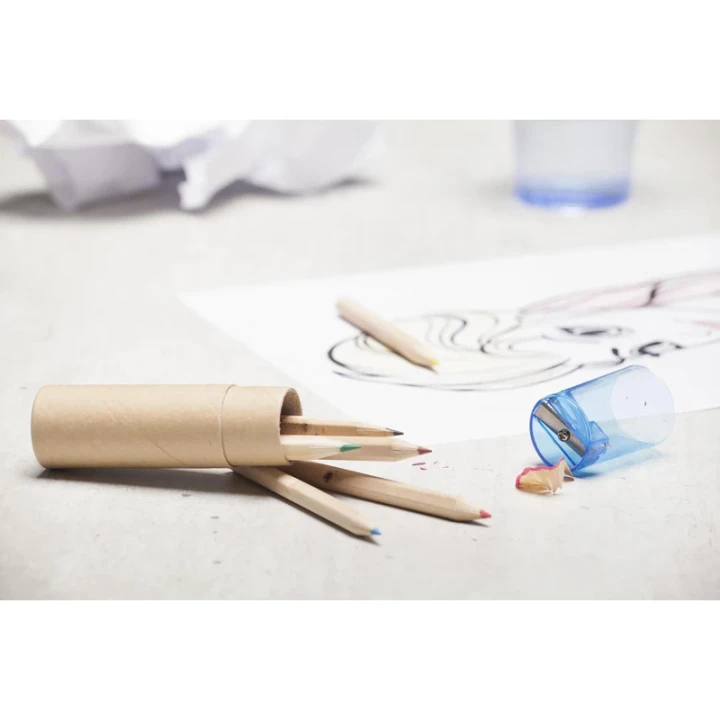 Colour pencil set and sharpener