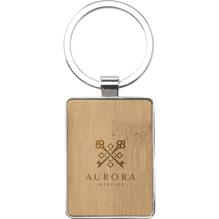 Bamboo rectangle keyring