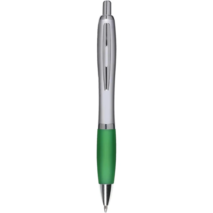Silver ballpen with coloured grip