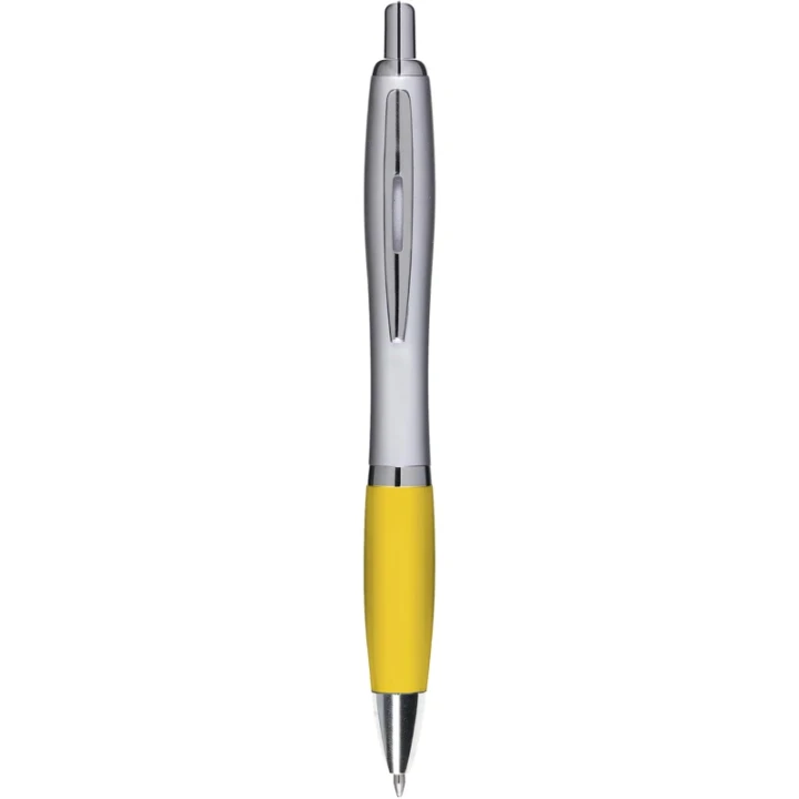Silver ballpen with coloured grip
