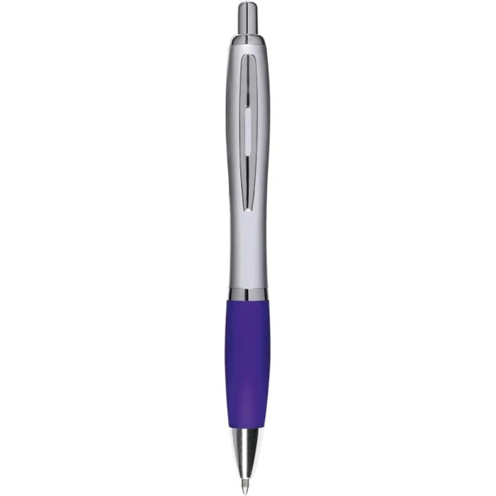 Silver ballpen with coloured grip