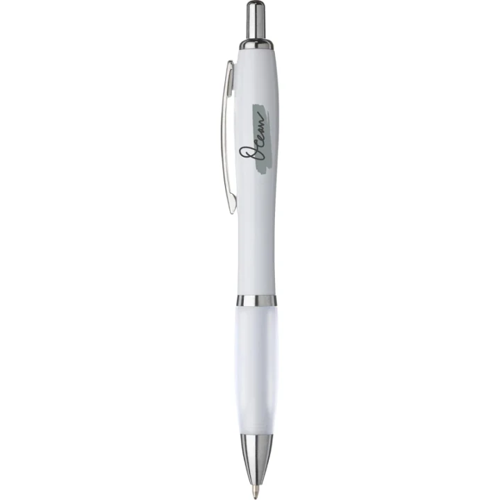 White pen with coloured grip