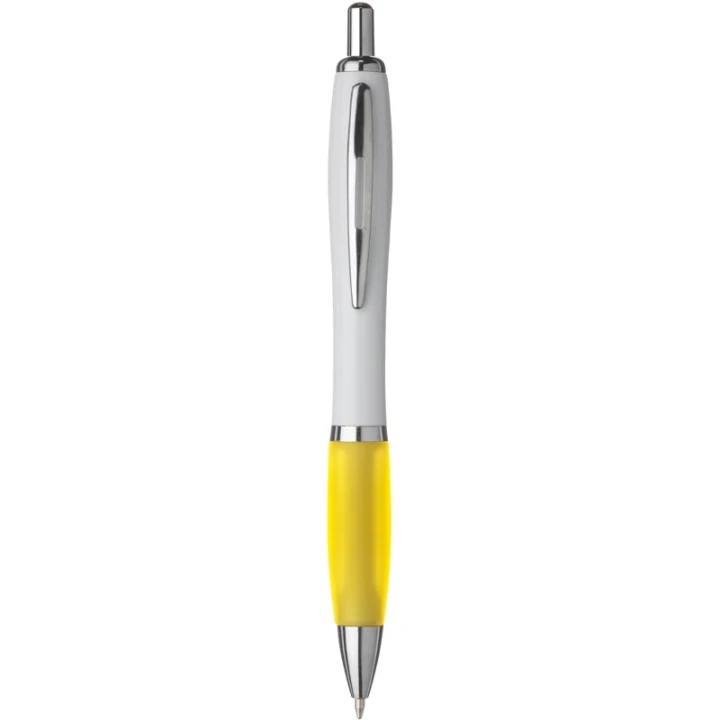 White pen with coloured grip