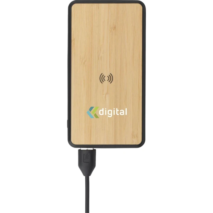 Recycled ABS & bamboo wireless power bank 10,000mAh