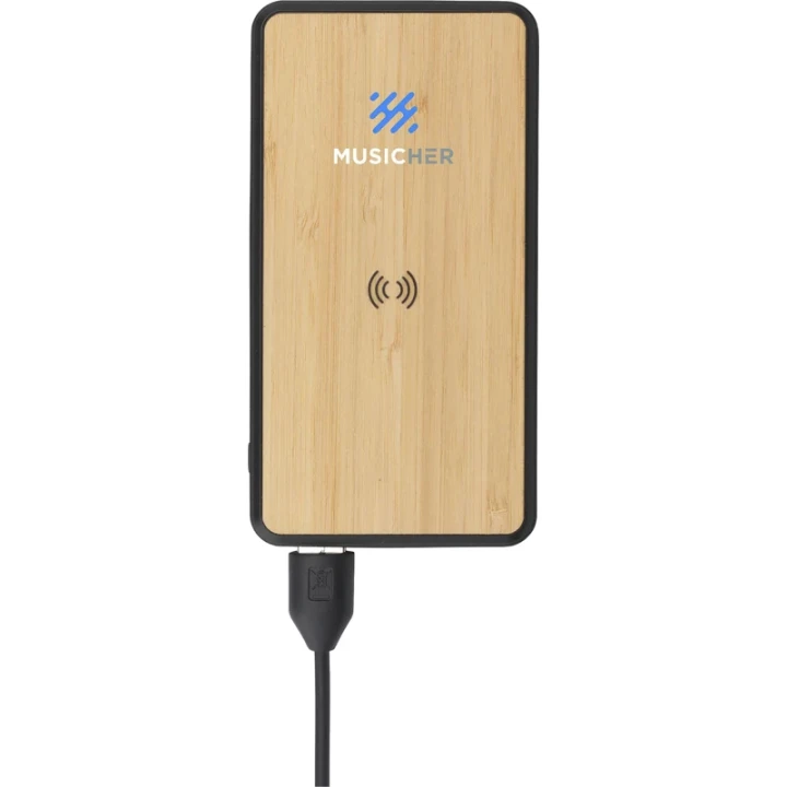 Recycled ABS & bamboo wireless power bank 10,000mAh