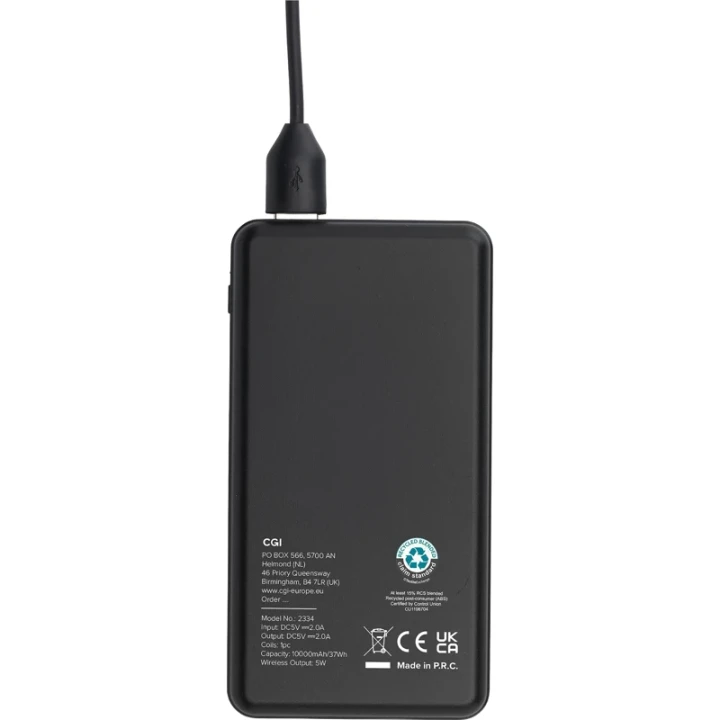Recycled ABS & bamboo wireless power bank 10,000mAh