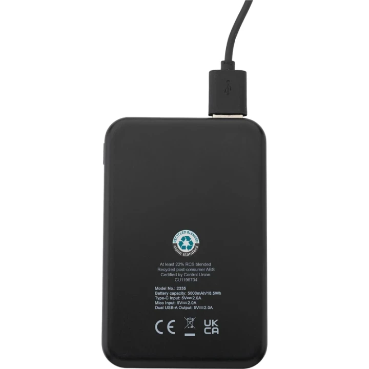 Recycled plastic power bank 5,000mAh
