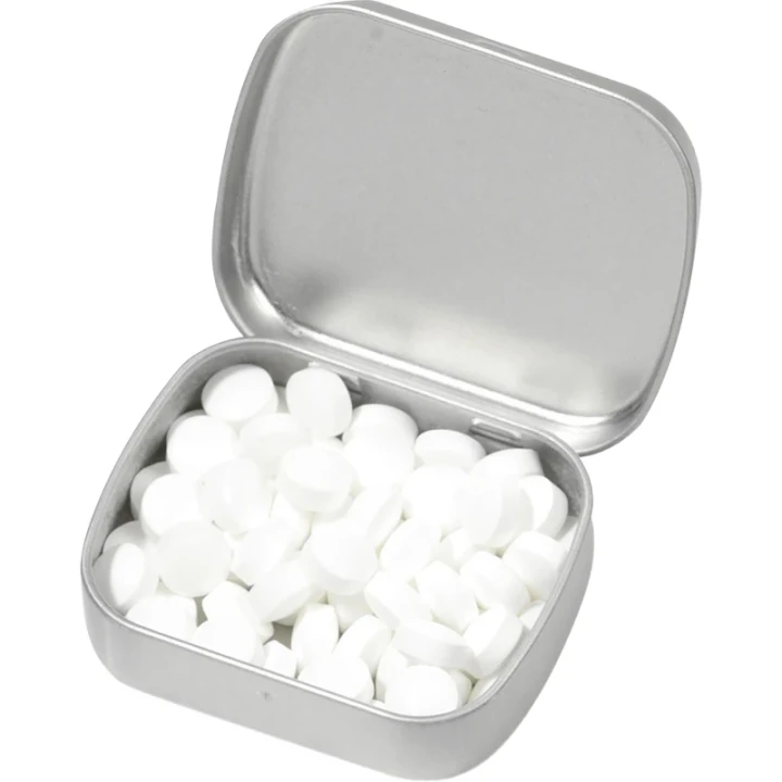 Small flat tin with approx 25g of mints