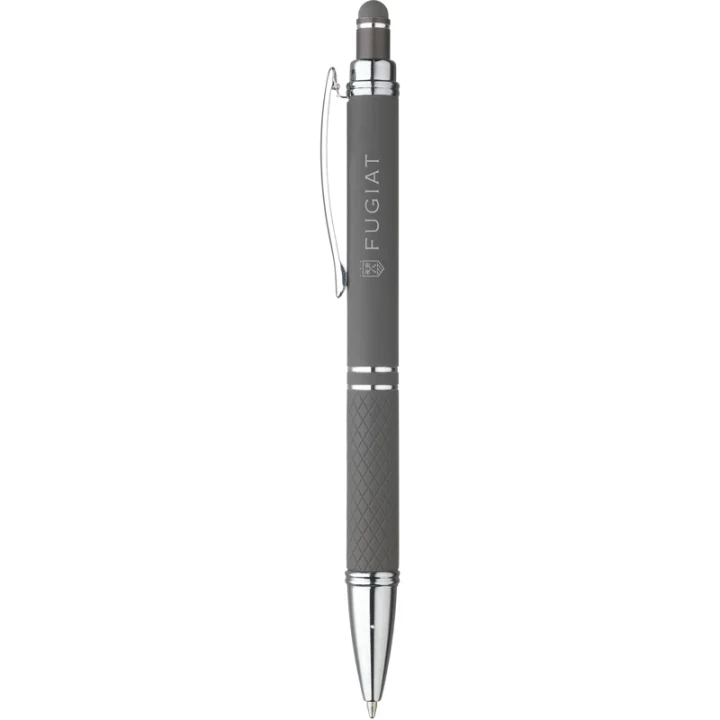 Soft touch aluminium ballpen with stylus