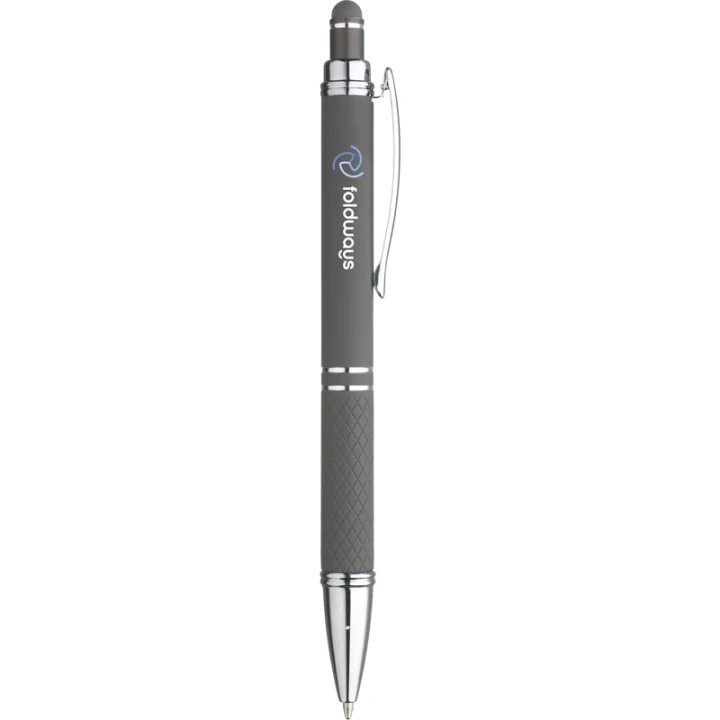 Soft touch aluminium ballpen with stylus