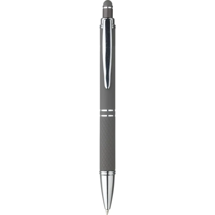 Soft touch aluminium ballpen with stylus