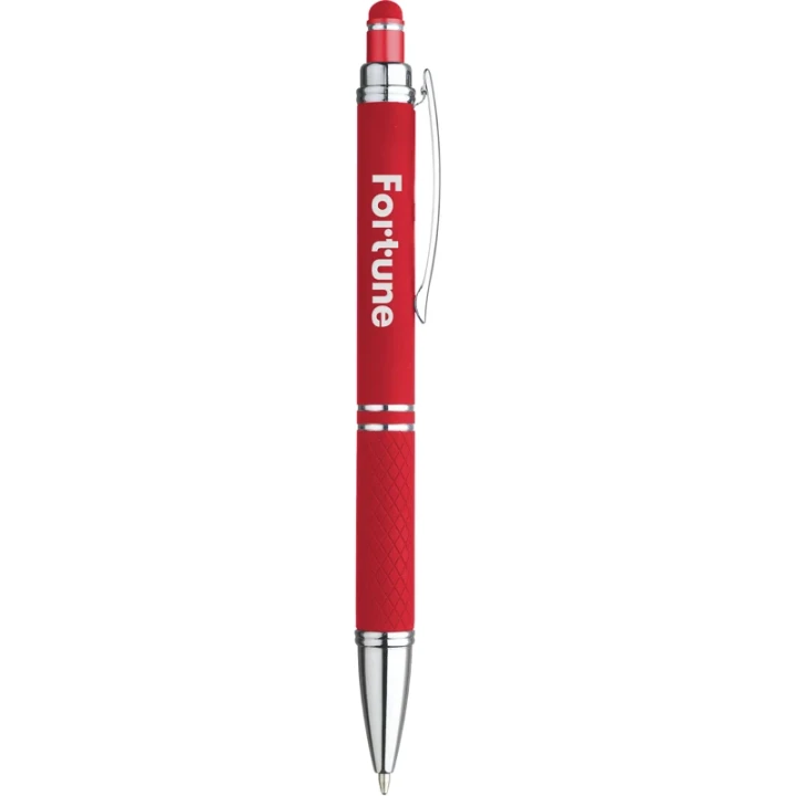 Soft touch aluminium ballpen with stylus