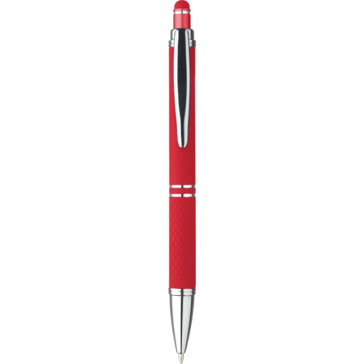 Soft touch aluminium ballpen with stylus
