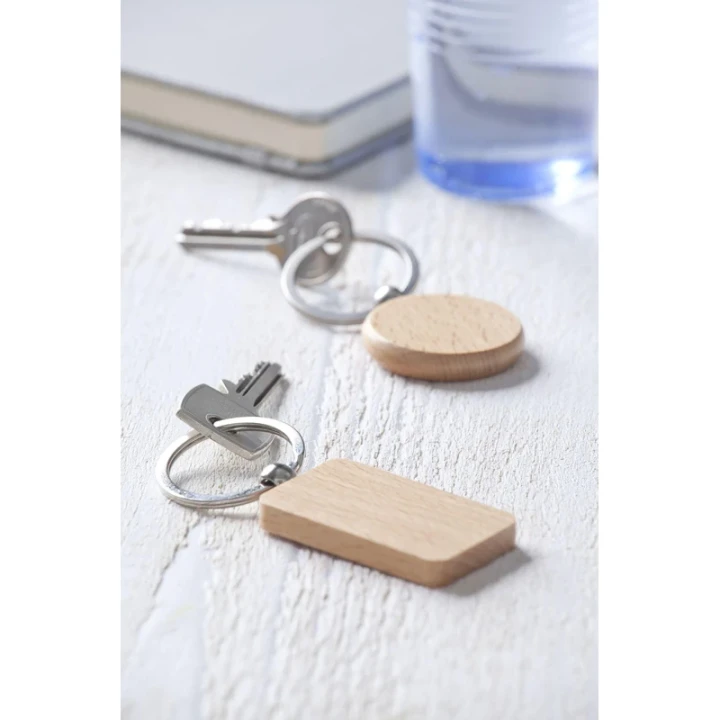 Rectangle beech keyring