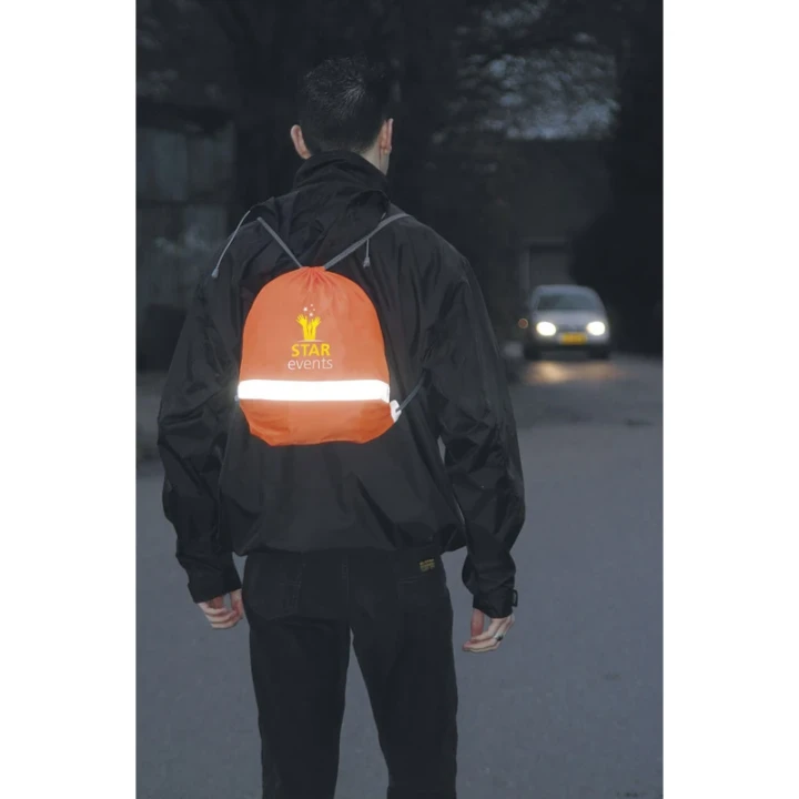 Drawstring bag with reflective strip
