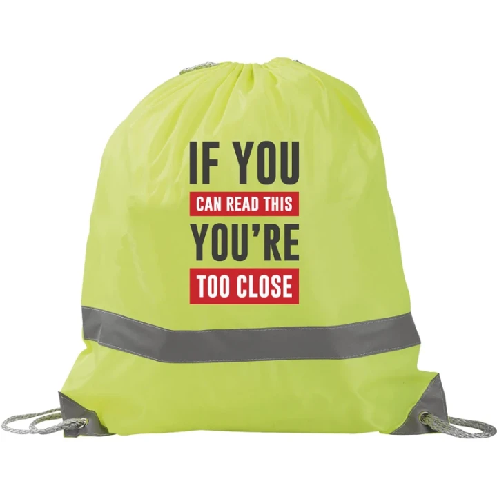 Drawstring bag with reflective strip