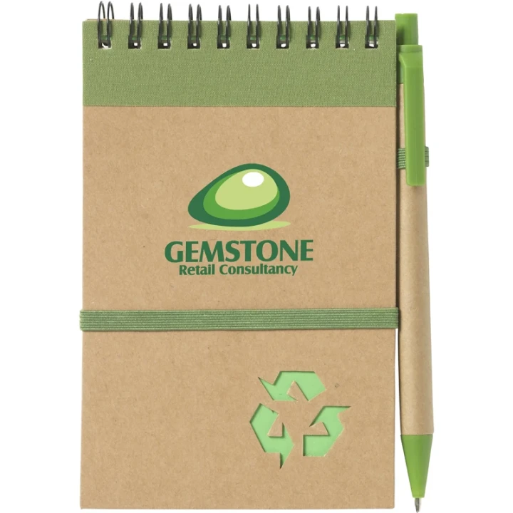 Recycled notebook and pen