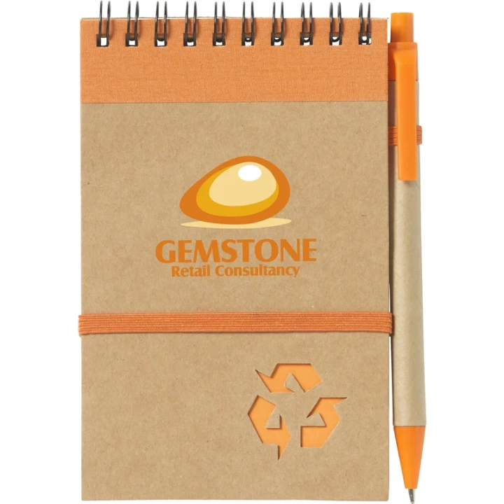 Recycled notebook and pen