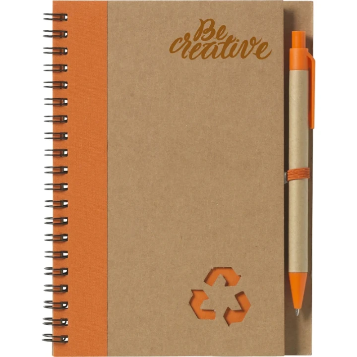 Recycled notebook and pen approx A5