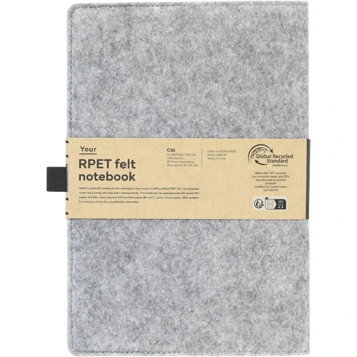 RPET felt notebook approx A5