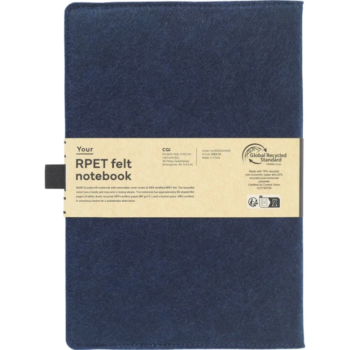 RPET felt notebook approx A5
