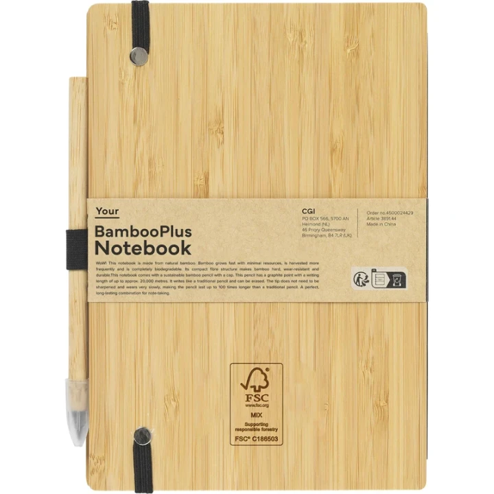 Bamboo notebook with inkless pen approx A5