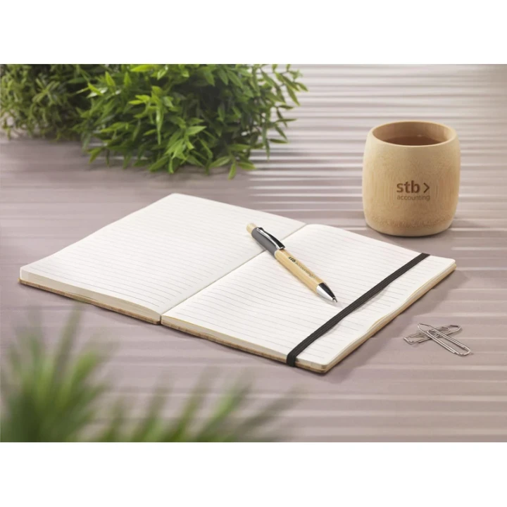 Bamboo notebook with naked spine approx A5