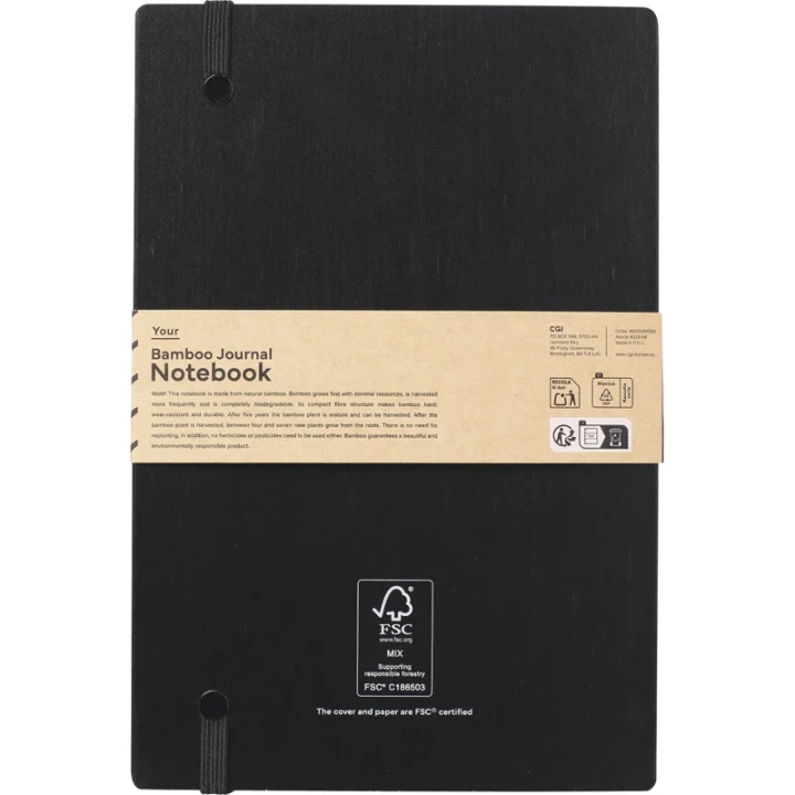 Bamboo cover notebook with naked spine approx A5