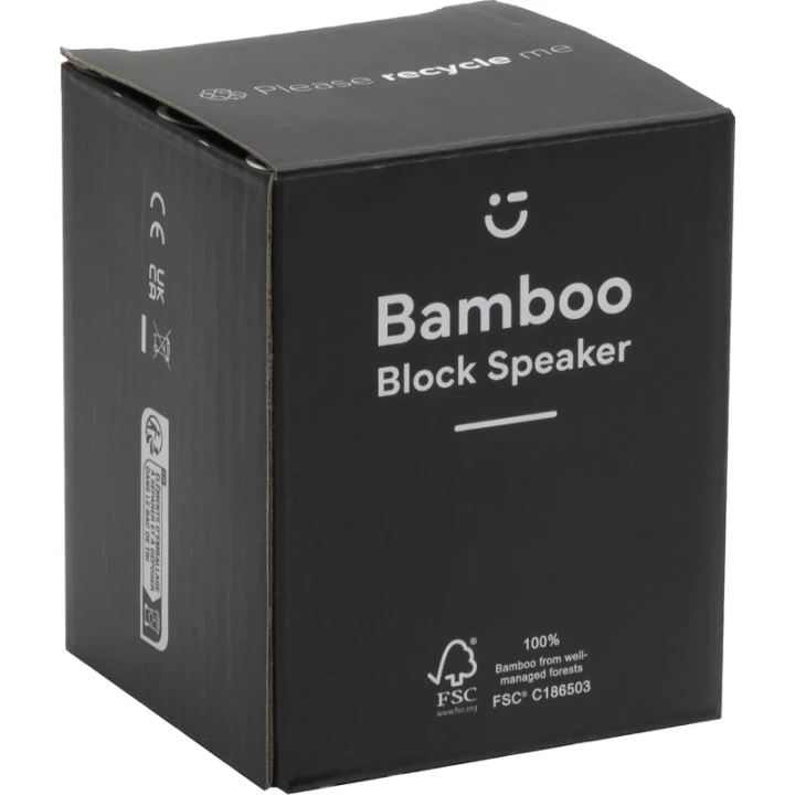 Bamboo block speaker with wireless charger