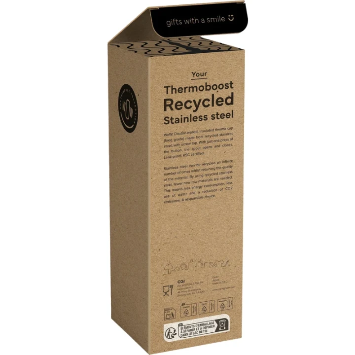 Recycled steel double walled travel mug 450ml 
