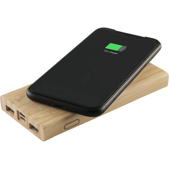 Bamboo wireless charger & power bank 8,000 mAh