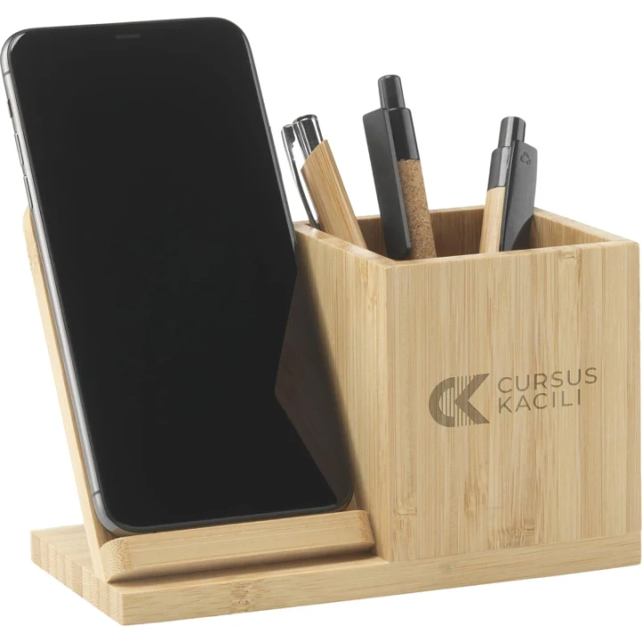 Bamboo charger and pen holder