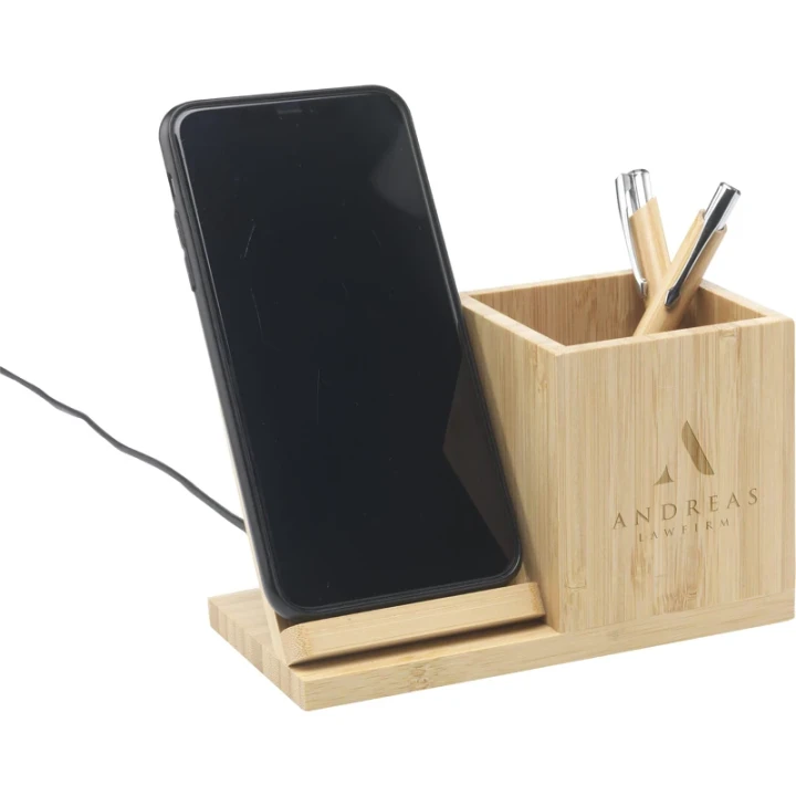 Bamboo charger and pen holder