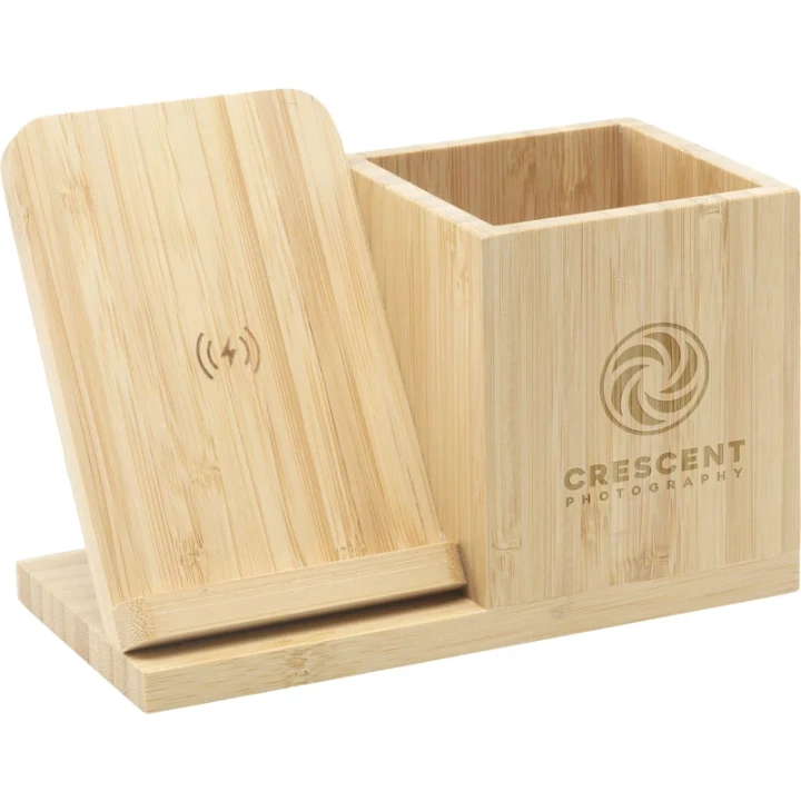 Bamboo charger and pen holder