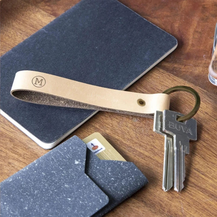 Made recycled leather keyring