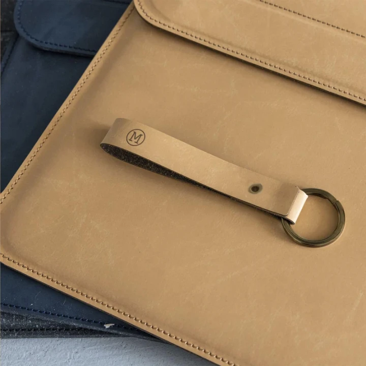 Made recycled leather keyring