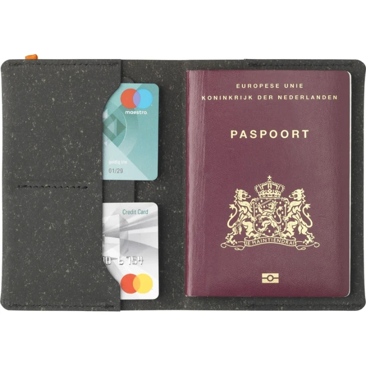 Made recycled leather passport holder