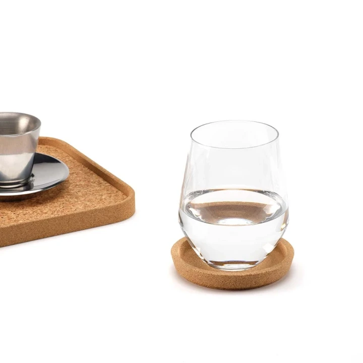 Ravel individual round cork coaster with rim