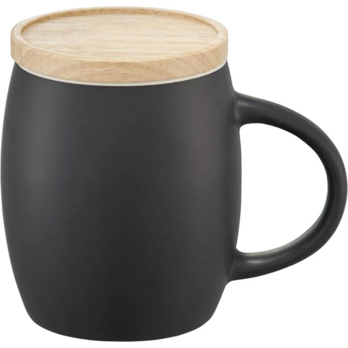 Hearth Ceramic Mug With Wooden Lid/Coaster 400ml