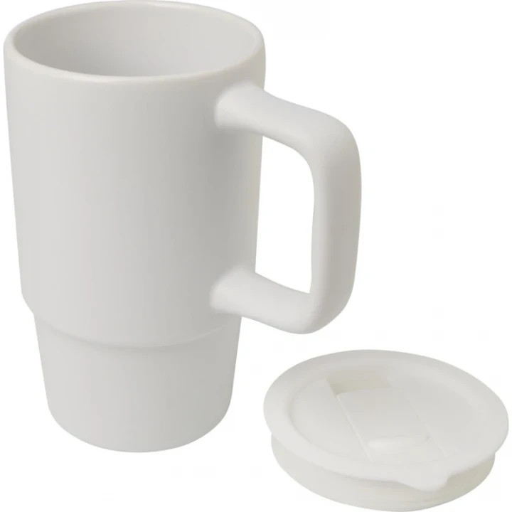 Carter 450ml Ceramic Mug With Plastic Lid 