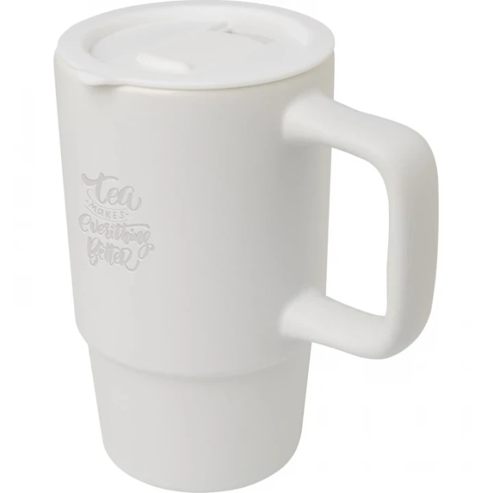 Carter 450ml Ceramic Mug With Plastic Lid 