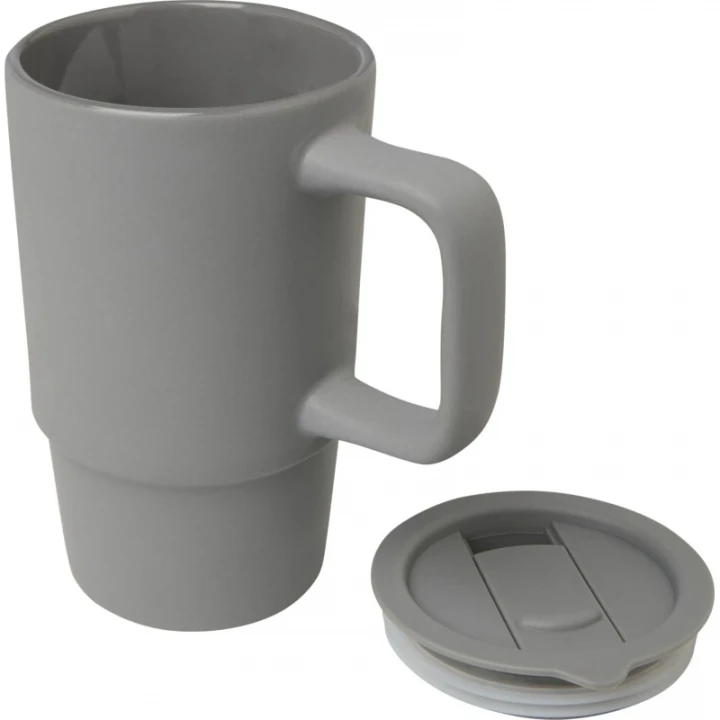 Carter 450ml Ceramic Mug With Plastic Lid 