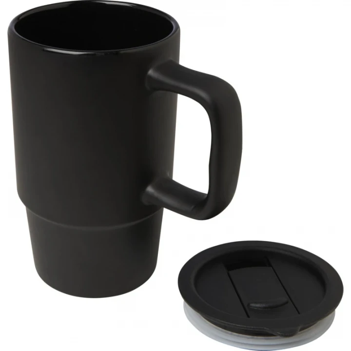 Carter 450ml Ceramic Mug With Plastic Lid 