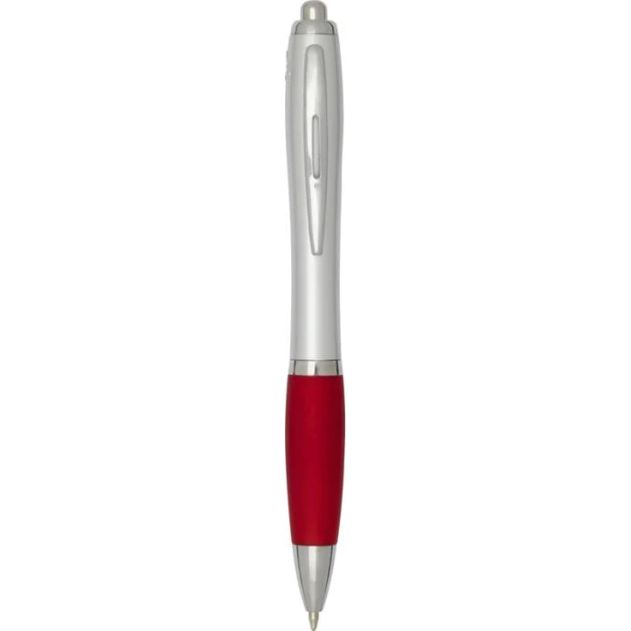 Nash RCS recycled plastic ballpoint pen with silver barrel and coloured grip (black ink)